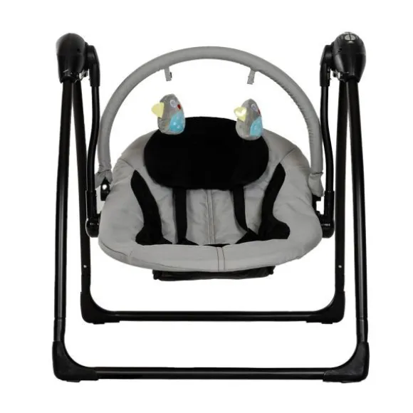Qute Schommelstoel Q-Swing Softgrey Uil / Zwart Frame