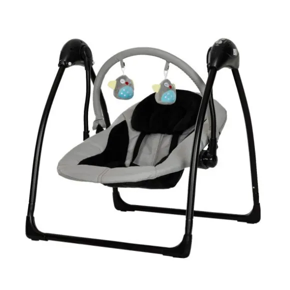 Qute Schommelstoel Q-Swing Softgrey Uil / Zwart Frame