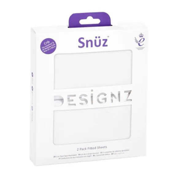 Snuz Crib Fitted Sheets White 2-Pack