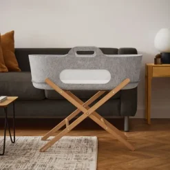 Snuz SnüzBaskit Moses Basket + Stand Set - Light Grey/Natural