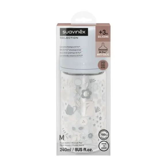Suavinex Wonderland SX Pro Fles Glas - Slow Flow - 120ml - Roze