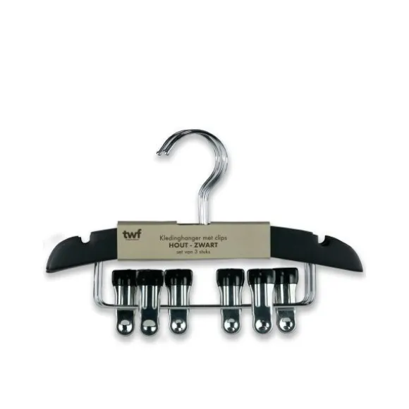 TWF Kledinghanger Hout Met Clips Wit (3 stuks)