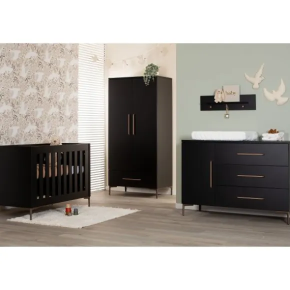 TWF Ledikant 60 x 120 - Commode 3 Laden - Hanglegkast 2 Deuren 1 Lade Modena Metaal