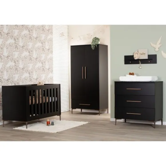 TWF Ledikant 60 x 120 - Commode 3 Laden - Hanglegkast 2 Deuren 1 Lade Modena Metaal