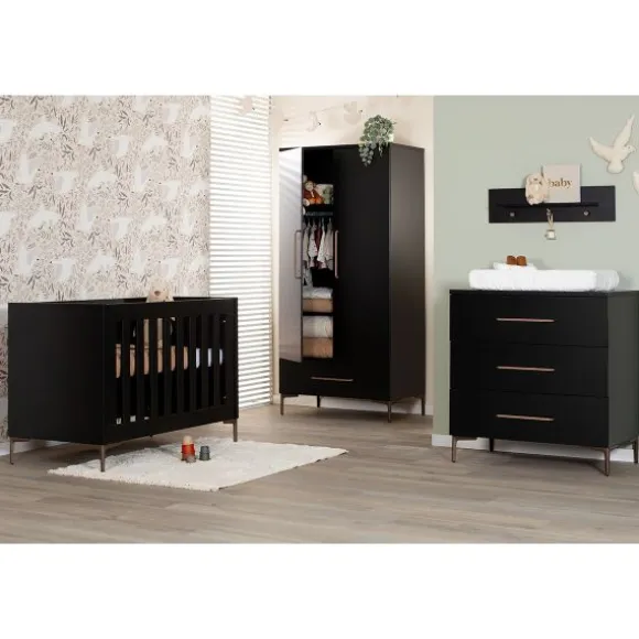 TWF Ledikant 60 x 120 - Commode 3 Laden - Hanglegkast 2 Deuren 1 Lade Modena Metaal