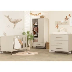 TWF Ledikant 60 x 120 - Commode 3 Laden - Hanglegkast 2 Deuren 1 Lade Salerno Metaal