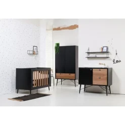 TWF Ledikant 60x120 - Commode - Hanglegkast 2-deurs Retro Black