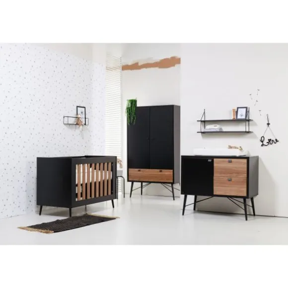 TWF Ledikant 60x120 - Commode - Hanglegkast 2-deurs Retro Black