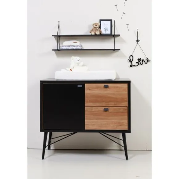 TWF Ledikant 60x120 - Commode - Hanglegkast 2-deurs Retro Black