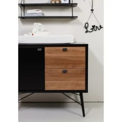 TWF Ledikant 60x120 - Commode - Hanglegkast 2-deurs Retro Black