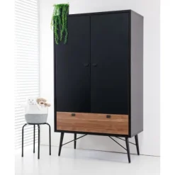 TWF Ledikant 60x120 - Commode - Hanglegkast 2-deurs Retro Black