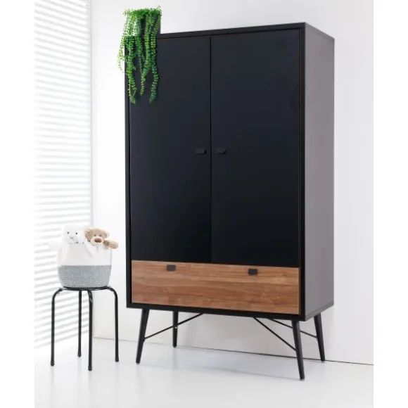 TWF Ledikant 60x120 - Commode - Hanglegkast 2-deurs Retro Black