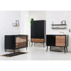 TWF Ledikant 60x120 - Commode - Hanglegkast 2-deurs Retro Black