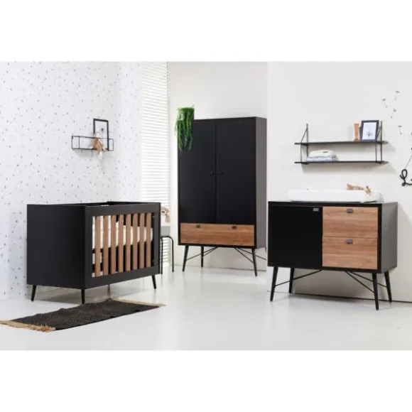 TWF Ledikant 60x120 - Commode - Hanglegkast 2-deurs Retro Black