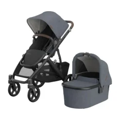 UPPAbaby Kinderwagen 2-in-1 Vista V3 Dillan Stone Blue Met Carbon Frame En Sand Leather