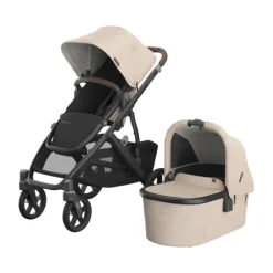 UPPAbaby Kinderwagen 2-in-1 Vista V3 Dillan Stone Blue Met Carbon Frame En Sand Leather