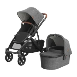 UPPAbaby Kinderwagen 2-in-1 Vista V3 Dillan Stone Blue Met Carbon Frame En Sand Leather