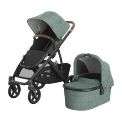 UPPAbaby Kinderwagen 2-in-1 Vista V3 Dillan Stone Blue Met Carbon Frame En Sand Leather