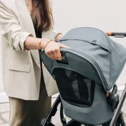 UPPAbaby Kinderwagen 2-in-1 Vista V3 Dillan Stone Blue Met Carbon Frame En Sand Leather