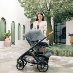 UPPAbaby Kinderwagen 2-in-1 Vista V3 Dillan Stone Blue Met Carbon Frame En Sand Leather