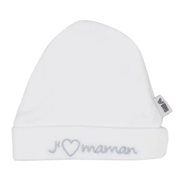 VIB Babymuts Rond - J'adore Maman - Wit/Grijs