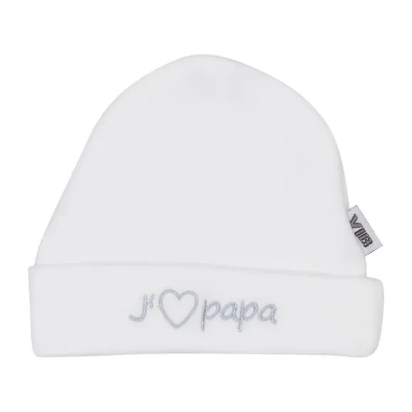 VIB Babymuts Rond - J'adore Papa - Wit/Grijs