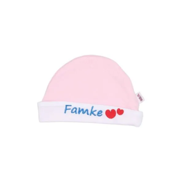VIB Muts Rond Famke Roze-Wit 0-3mnd
