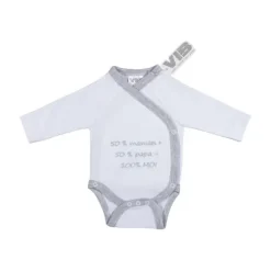 VIB Romper - 50% maman + 50% papa = 100% moi - Wit/Grijs